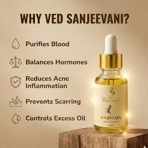 Image of Ved Sanjeevani Acne Control Nabhi Oil | 72,000 Nadi Navel Therapy for Pimples, Breakouts & Acne Scars | Ayurvedic Belly Button Oil for Clear Skin | 30ml