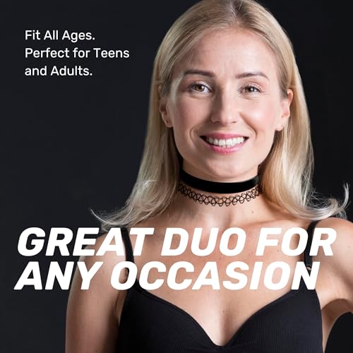 BodyJ4You 2PC Tattoo Choker Leather Necklace Set - 90s Choker Necklace for Women - 2000s Y2K Vintage Collar Neck Lace - Gothic Jewelry Emo Scene Accessories Punk Rock Femboy Statement2