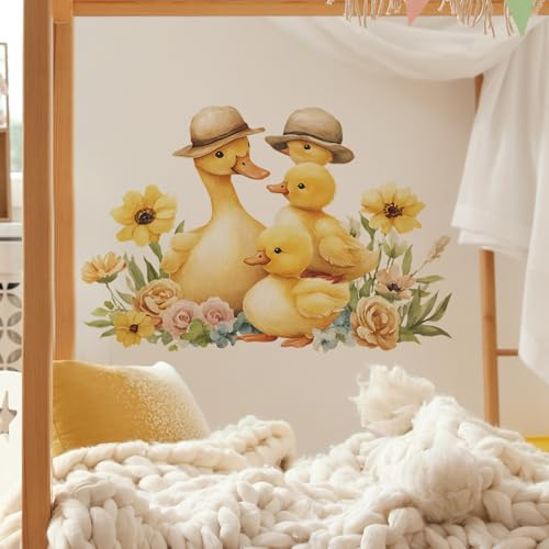 Vinilo decorativo familia de patos acuarela para pared miniatura 3