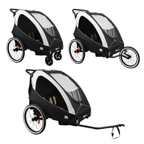 Deryan Luxus 3-in-1 Fahrradanhänger für 2 Kinder – Fahrradanhänger,...