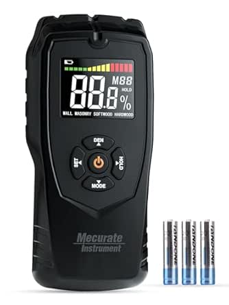 Pinless Moisture Meter, Moisture Detector for Walls, Caravan, Wood and Building Material, 4 Mode 9 Density Settings, Non-Destructive Moisture Detector with Backlit LCD and Alerts