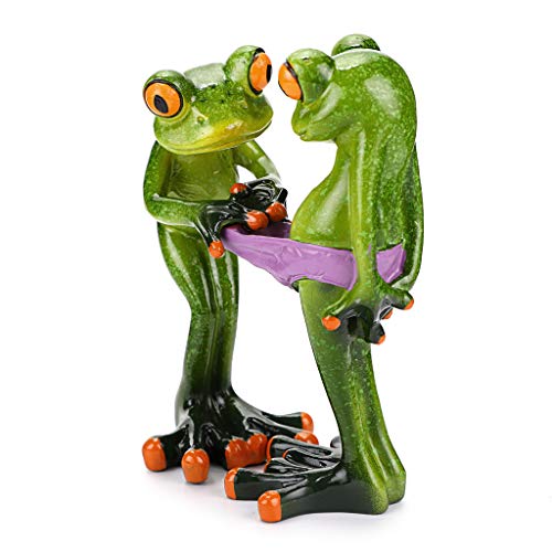Juxyes Creative Craft Resin Frog Figurine Decor, Novelty Funny Frog Sculpture Statue, Personalized Animal Collectible Figurines Mascot Frog For Shelves Table Desk Decor Collectible Figurines #TOP4