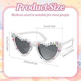 CIATBYYJ Birthday Glasses for Women, Birthday Girl Heart-Shaped Sunglasses with Pearl, White Stylish Happy Birthdays Sunglasses for Birthdays Party Accessories, Women & Girls Outfit Gift - Image 3