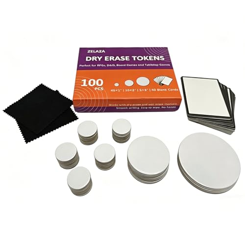 100 PCS Dry Erase Tokens and Cards Combo Set, 60 R