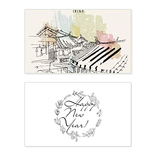 Tarjeta de felicitación de año nuevo conmemorativa con diseño casual de Lijiang