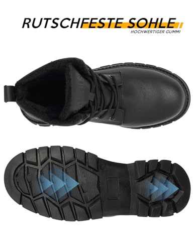 PAMEILA Winterschuhe Damen Wasserdicht Winterstiefel Herren mit Warm Gefüttert Schneeschuhe Rutschfest Wanderschuhe Trekkingschuhe Winter Outdoor Schneestiefel Winterboot Schwarz 235