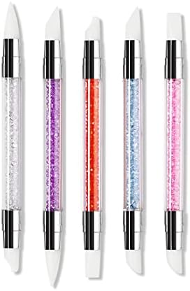 SIOPPKIK 5pcs GEL Nail Art Pen Carving Brush Silicone Head Acrylic Handle Salon Tool Set,Nail Art Brush,Nail Art Pencil