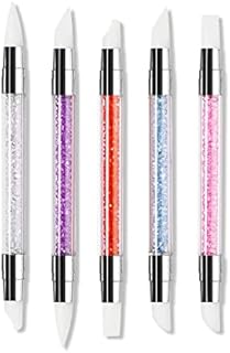 SIOPPKIK 5pcs GEL Nail Art Pen Carving Brush Silicone Head Acrylic Handle Salon Tool Set,Nail Art Brush,Nail Art Pencil