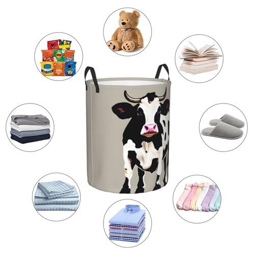 Panier à linge haut imprimé vache noir à pois : rangement de chambre