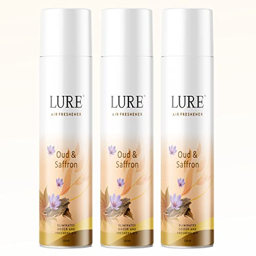 Image of LURE Room Freshener Spray|Air Freshener For Home And Office - Oud & Saffron (220Ml Each, Pack Of 3)