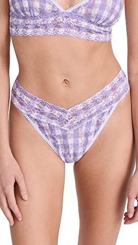 hanky panky Women's Varsity Gingham Original Rise Thong, Varsity Gingham, Plaid, Purple, One Size