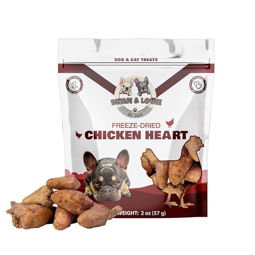 Benji & Louie Freeze Dried Chicken Heart - Natural Healthy Dog and Cat Treats, Single Ingredient, 2 oz