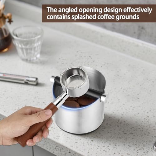 Miniatura 4 de Ishewudu Caja De Café Con Cepillo, Contenedor De Café Molido De Acero Inoxidable, Caja Pequeña Para Café Espresso, Base Antideslizante, Contenedor De Residuos De Café De Gran Capacidad, Barra De Golpe