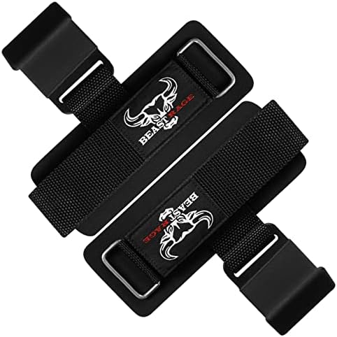 Weight Lifting Hooks Non-Slip Rubber Coated Grip Wrist Hooks Lifting Straps Wrist Support Padded Neoprene Powerlifting Barbell Rows Deadlifts Gym Straps