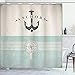 Produktbild ABAKUHAUS Nautisch Duschvorhang, Vintage Marine Anker, mit 12 Ringe Set Wasserdicht Stielvoll Modern Farbfest und Schimmel Resistent, 175x200 cm, Seafoam Beige Schwarz