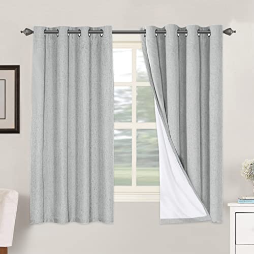 Image of H.VERSAILTEX 100% Blackout Curtains for Bedroom Thermal Insulated Linen Textured Curtains Heat and Full Light Blocking Drapes Living Room Curtains 2 Panel Sets, Glacier Gray, 52x63 Inch