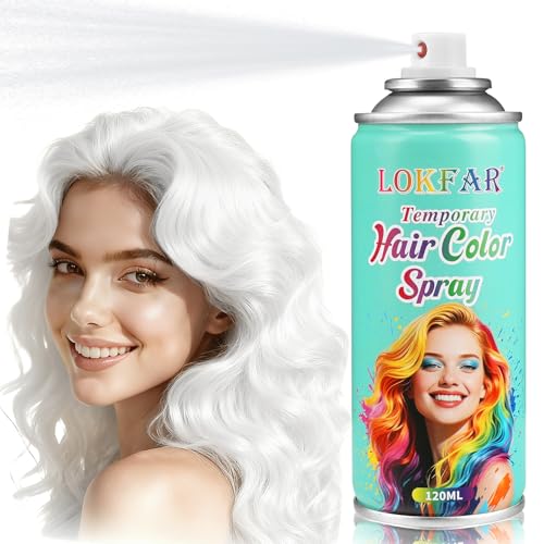 White Hair Spray Temporary Hair Color Spray for Women Men, Washable Temporary White Hair Dye Paint Wax Hairspray for Halloween Cosplay Festival Party Costume Makeup, 4.06 oz