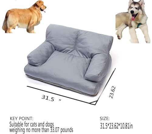 Pet-Sofa-Bed-Vintage-Cat-Puppy-Faux-Leather-Couch-with-Non-Slip-Bottom-for-Cats-or-Small-Medium-Dog-Chair-Grey-Large - Cucciolini Doodles   Pet-Sofa-Bed-Vintage-Cat-Puppy-Faux-Leather-Couch-with-Non-Slip-Bottom-for-Cats-or-Small-Medium-Dog-Chair-Grey-Large
