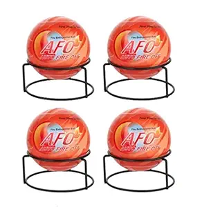 AFO (AUTO FIRE OFF) Plastic Standard Size Orange Fire Extinguisher Ball - Pack of 4 Balls