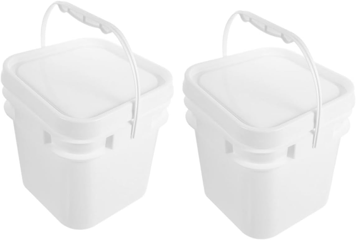 2pcs Square Plastic Paint Storage Bucket with Lid Handheld Containers for Oil Paint Versatile Use for Home Garage Outdoor Activities