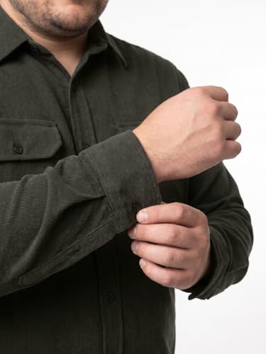 Image of Urbano Plus Men's Corduroy Full Sleeve Regular Fit Solid Overshirt with Utility Pockets