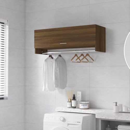 Gecheer Armario Madera contrachapada Roble marrón 100x32,5x35 cm,Aparador Salón,Aparador Comedor,Mueble Auxiliar
