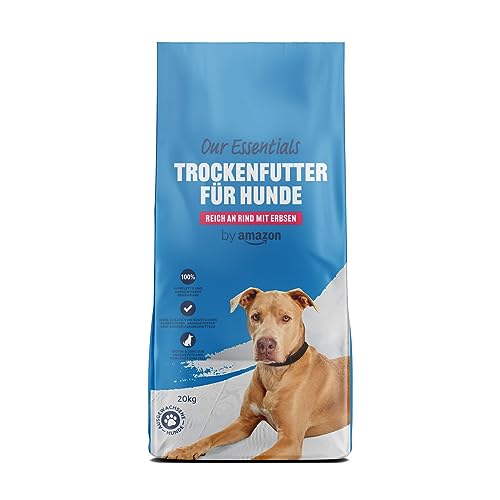 by Amazon Trockenfutter für Hunde, Reich an Rindfleisch mit Erbsen, 20kg