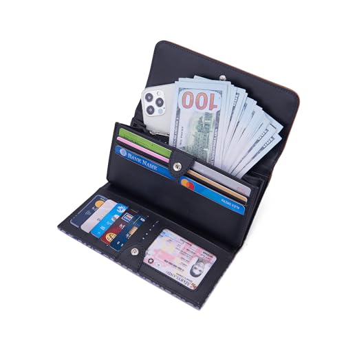 Image of Nautica Women's Perfect Carry-All Money Manager RFID Blocking Wallet Organizer, Navy