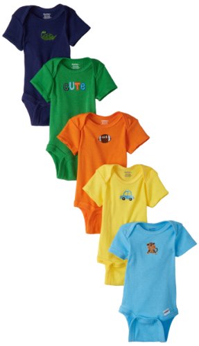 Image of Gerber Unisex Baby 5-Pack Short Sleeve Variety Onesies Bodysuits