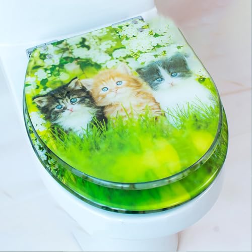 Unikicool Klodeckel,Toilettensitz Aus Kunstharz,WC Sitz Mit Absenkautomatik,Polyresin Toilettensitz,Toilettendeckel Mit Absenkautomatik,Abnehmbarer Toilettensitz,Mit 3D-Effekten,Ocean-Serie