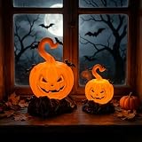 Kürbis Helloween Deko Led Set mit 2 Stück Leuchtkürbis, Groß & Klein