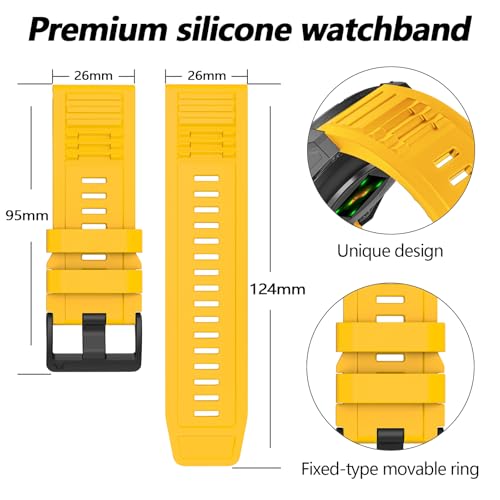 Image of 26mm Quickfit Silicone Watch Bands Compatible with Garmin Fenix 8 Pro /quatix 8 51mm /Fenix 7X /7X Pro /6X /6X Pro /5X /5X Plus /3 HR /Enduro 3 2 /Descent Mk3i 51mm /Mk2i /Tactix 8 /7 pro /epix Pro 51MM