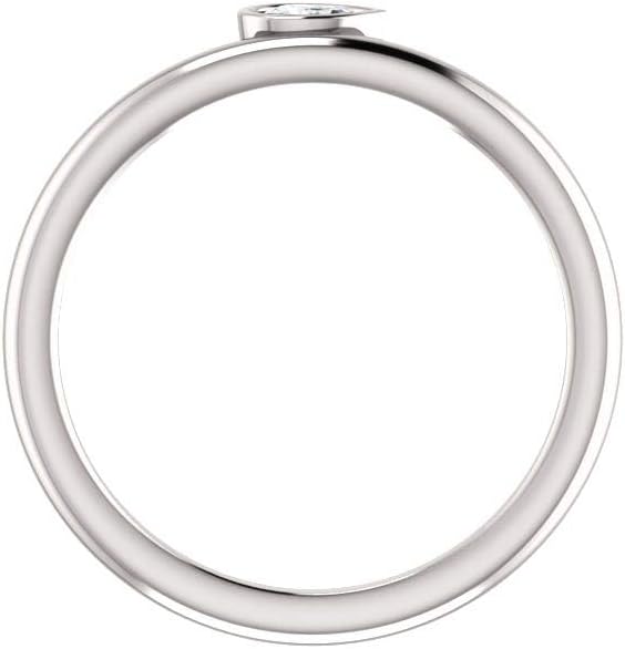 Diamond2Deal 14K White Gold 1/8 ct Diamond Asymmetrical Stackable Ring Size 7