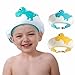 MOSIERRY Cuffia per il lavaggio dei capelli per bambini, regolabile, per bambini da 1 a 9 anni, con dinosauro blu e giallo immagine