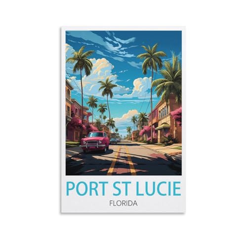 Toile vintage Port St Lucie Floride pour décorer un salon ou une chambre