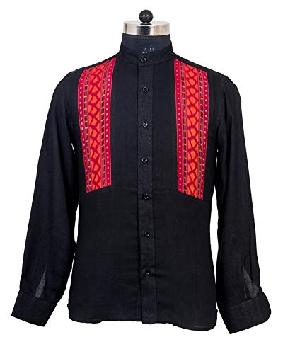 Sambalpuri Black/Maroon Cotton Shirt 