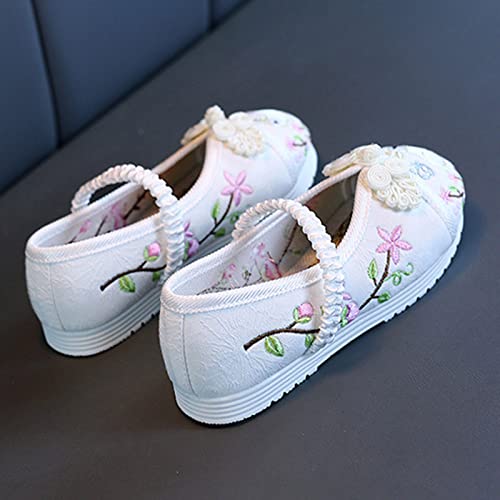 Oink Slides Girls Flat Bottomed Embroidered Sandals Fashionable Costume Children Performance Sandals Simple Apparel (White, 2.5 Big Kids)4