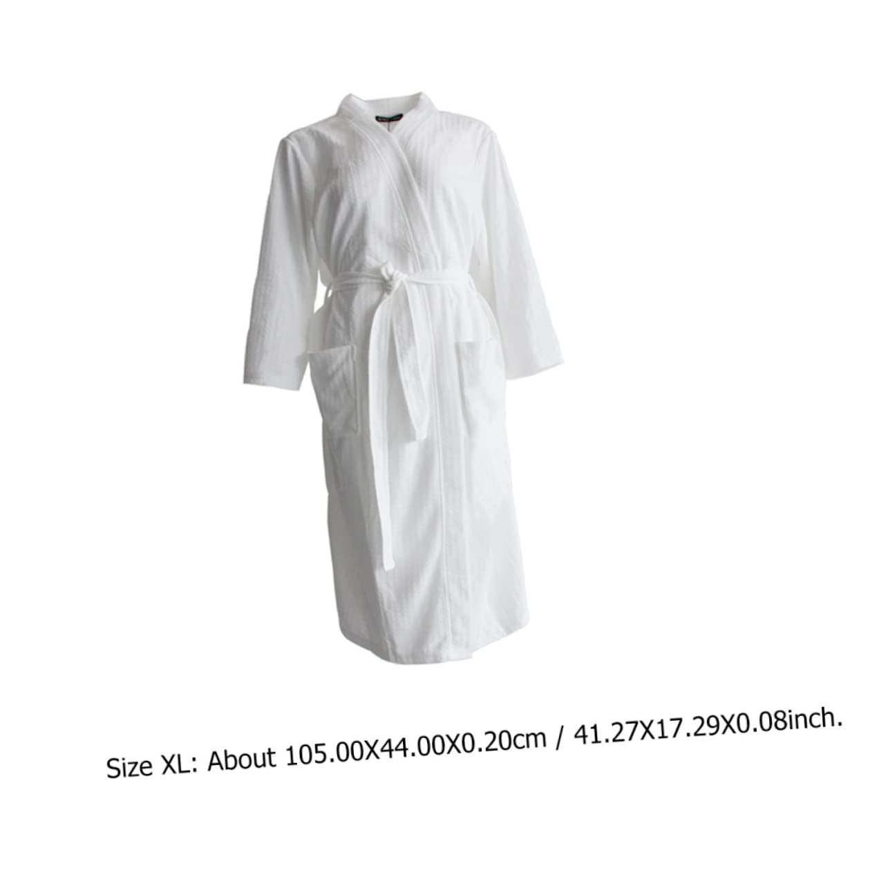 Accappatoio Donna Uomo 7/8 Manica in Poliestere Bianco Vestibilità Comoda Stagione Calda Stagione Tiepida