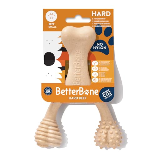BetterBone - Hundespielzeug zum Kauen - Small Hard Beef - Kauknochen Hund Nylon- & GMO-frei auf Zellulosebasis - Kauspielzeug extra hart mit Rindfleischgeschmack - Kauholz Splitterfrei & langlebig