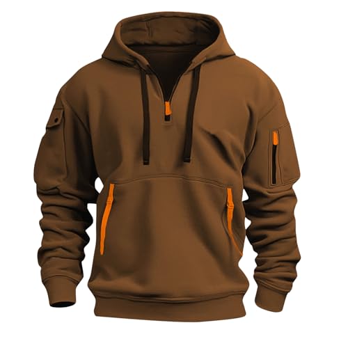 Mens 1/4 Zip Hooded Sweatshirt Fashion Tactical Pullover Hoodie with Pockets, Outdoor Casual Workout Wear2