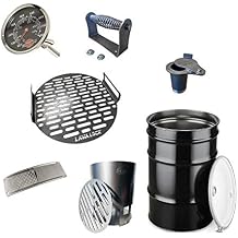 LavaLock DIY 30 Gallon Premium UDS Smoker Kit COMPLETE with DRUM, Charcoal Basket, Cooking Grate, Intake, Smoke Stack, Thermometer, Lid Handle UDS KIT