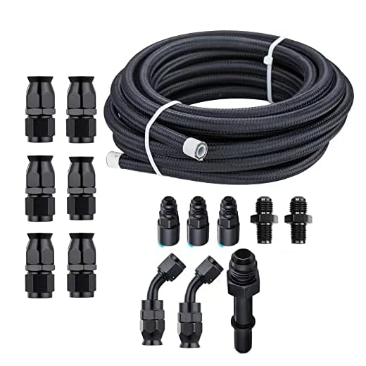 Autoutfit 6AN 3/8" LS Swap EFI Fuel Injection Hose Line Fitting Kit, Nylon Braided PTFE Fuel Hose 25Ft