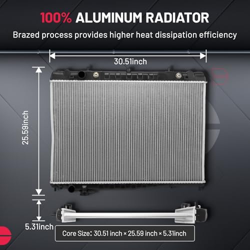 Image of BDFHYK CU2215 Aluminum Radiator for Nissan Frontier 1998-2004, 2006-2008, 2011-2015, for Nissan Xterra 2000-2004, 2.4L 3.3L, 16mm Core, Replaces 214609Z000 214604S100
