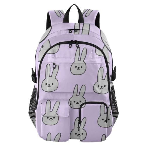 Mochila para laptop de 17.5 pulgadas morada con diseño de conejo