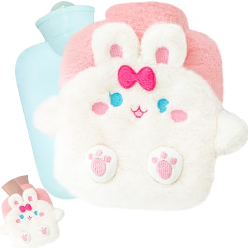 YeahBoom Wärmflasche für Kinder - Hase Mit Handwärmerbezug, Flauschig, Abnehmbar und Waschbar - Premium Qualität, Geprüft und Frei Von...