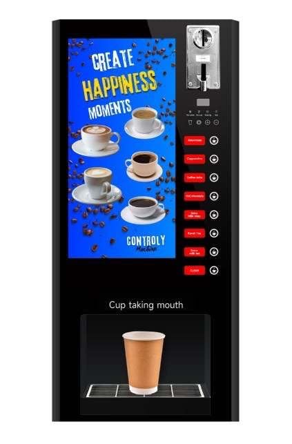 Ultimate Smart Hot drinks Vending Machine | 8 Beverage Options | Coin or Free Use | Commercial Grade with 4 Powder Containers | Automatic Cup Dispenser | Easy Programming & Maintenance