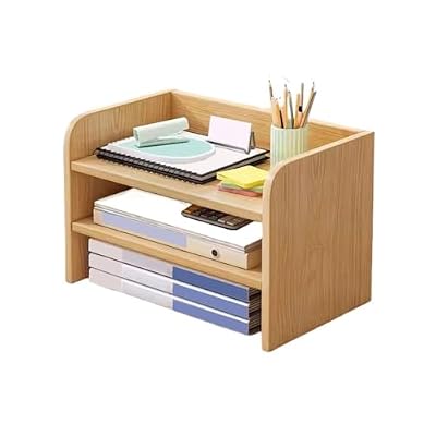 CFGH6FDF Three Tiers Open Tabletop Small Bookshelf Home Minimalist File Organizer Low Cabinet Freestanding Book Shelf