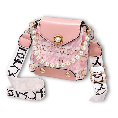 Sac à bandoulière princesse avec perles rose grand sac fille chic