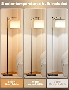 Ambimall 60" Modern Floor Lamp with Beige Shade, 9W LED Bulb — photo 2 of 6