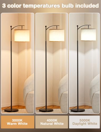Ambimall 60" Modern Floor Lamp with Beige Shade, 9W LED Bulb - Image 2